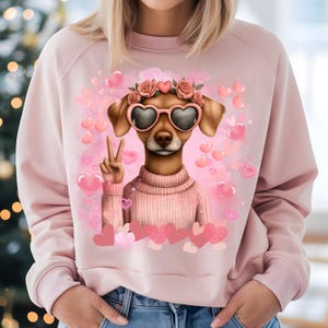 Dackel Hund, Dackel Png, Valentinstag Hundemama Png, Weiner Hund Png, Pink Love Welpe Clipart für Bastler