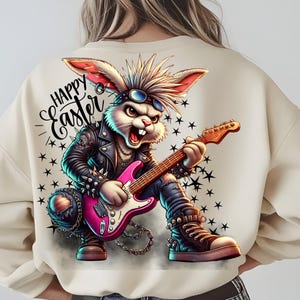 Osterhasen Png,Rocker Hase Png,Fröhliche Ostern Png,Rock Hase Gitarre Kunstdruck,Punk Rock Osterhase,Cooler Hase,Lustiger Osterhasen Dekor