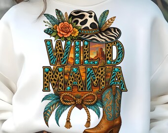 Wild Mama PNG,Western Cowgirl Sublimation Design,Rodeo Leopard Glitter Graphic,Country Mama png,Cheetah Bow Mom Life,Cowboy hat,Howdy Png