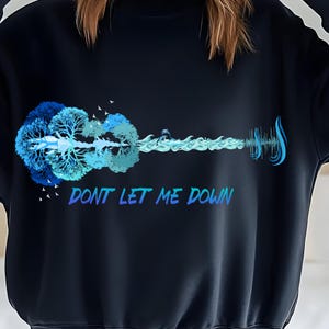 Lass mich nicht im Stich Gitarre PNG | Von den Beatles inspirierte Acoustic Art | Natur Musik Liebhaber Sublimation Design | Digitaler Download für T-Shirts
