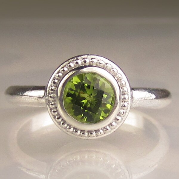 Granulated Peridot Ring in Sterling Silver