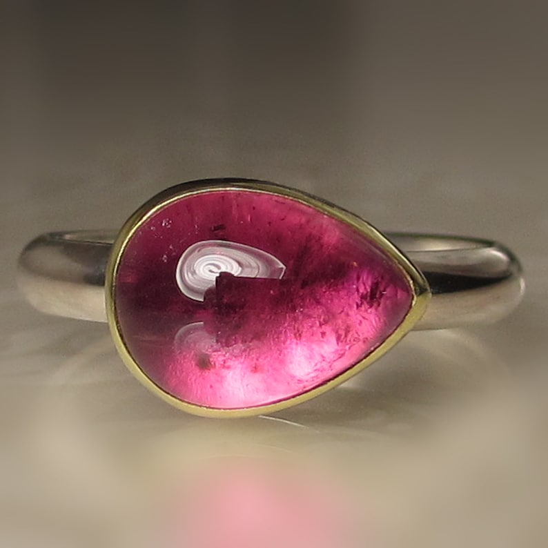 Pink Tourmaline Ring Sideswept Tourmaline Ring Unique Pink - Etsy