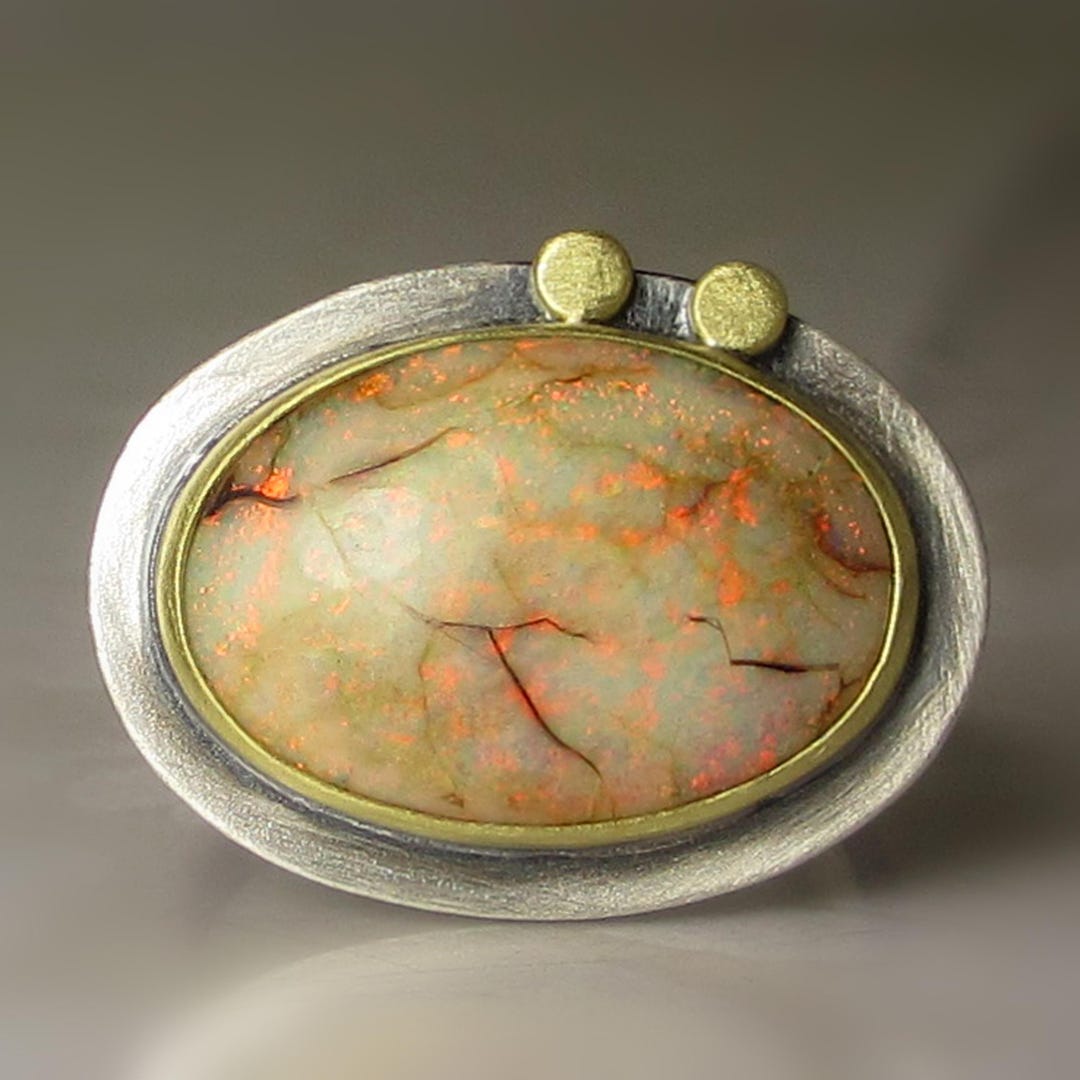 Monarch Opal Ring: 18k Gold Sterling Silver Band, Size 7 - Etsy