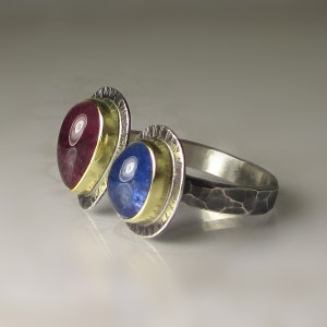 Tanzanite and Pink Tourmaline Ring, Open Tanzanite Tourmaline Ring, 18k Gold and Sterling Silver, Size 8 image 10