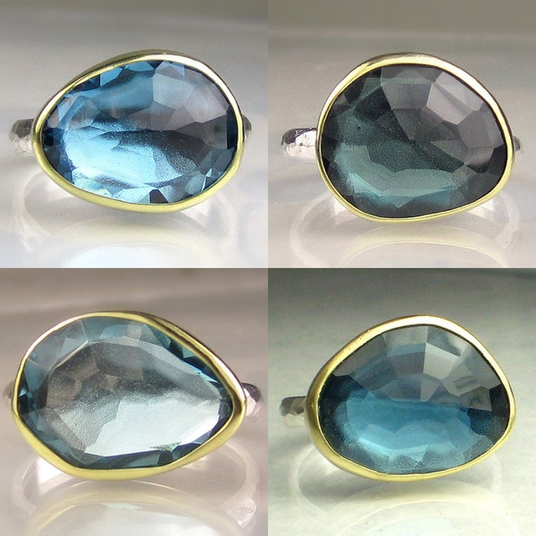 London Blue Topaz Ring - Rose Cut  - Made to Order - 6 plus carats