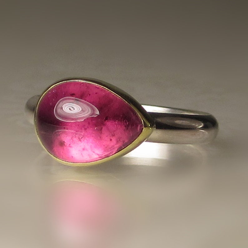 Pink Tourmaline Ring Sideswept Tourmaline Ring Unique Pink - Etsy