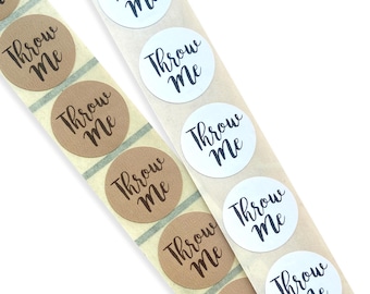 25mm Round Brown or White Throw Me Confetti Stickers - Wedding Confetti Packet Labels for DIY Wedding (100 Pack)