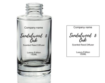 Difusor de varillas transparente personalizado, etiquetas transparentes, pegatinas impresas, aromas