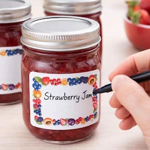 96 jampotjes beschrijfbare etiketten 64 mm x 47 mm zelfklevende papieren stickers voor jamconserven en zelfgemaakte potten