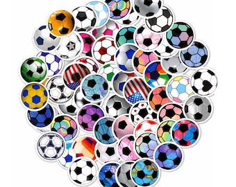 60PCS Football Stickers Pack Waterproof PVC, World Cup Soccer Stickers, Colourful Assorted Designs for Kids, Laptops, Water Bottles & Crafts