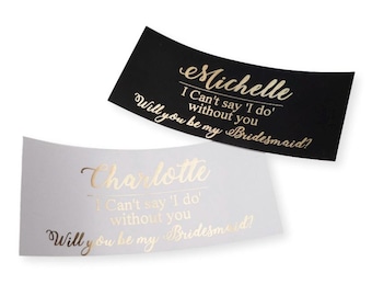 Gold Foil Bridesmaid Proposal Label, Personalized Champagne Bottle Sticker