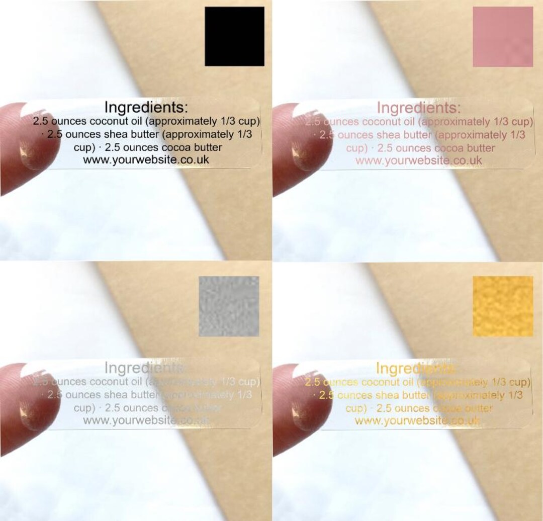Custom Text Ingredient Stickers Clear Gold Silver Rose Labels, Small ...