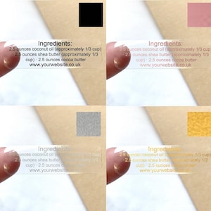 Custom text ingredient stickers clear gold silver rose labels, Small business stickers, Transparent stickers custom clear stickers