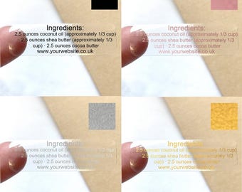 Custom Ingredient Stickers, Clear Labels, Gold, Silver, Rose