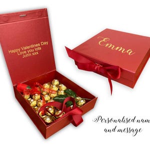 Personalised Large red Valentines day Christmas gift box Ferrero Rocher chocolate gold