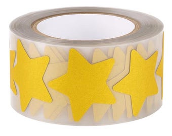 500 goudfolie sterstickers op rol – glanzende glitter metallic beloningsstickers voor verpakking zeehonden, ambachten, cadeauverpakking, trouwbedankjes, feest