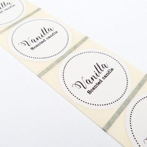 50 x 45mm round Personalised Candles vanilla soy wax melts stickers labels