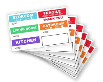 Color-Coded Moving Stickers – 60 Box Labels, Room Organization