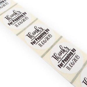 Personalised thanks for popping by popcorn wedding favour birthday stickers labels