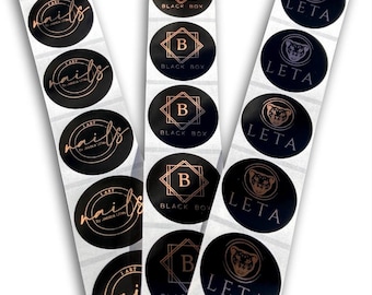100 x round 45mm Black stickers rose gold shiny foil logo labels business stickers cosmetics candle