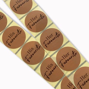 Adesivi per matrimonio in carta kraft marrone da 45 mm, i suoi preferiti, i suoi preferiti, 25 di ogni etichetta, sigilli per sacchetti di favore