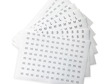 756 Piece clothing size round sticker labels 7 sizes (xs, s, m, l, xl, xxl, xxxl), 13mm diameter stickers for clothing 108 each size