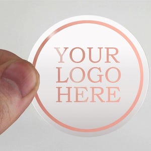 100 autocollants blancs ronds 38 mm, 45 mm 50 mm 60 mm, or rose, rose brillant, logo, étiquettes transparentes, logos d'entreprise, autocollants