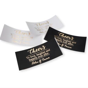 Wedding favor mini champagne prosecco bottle labels table metallic gold foil personalised sticker