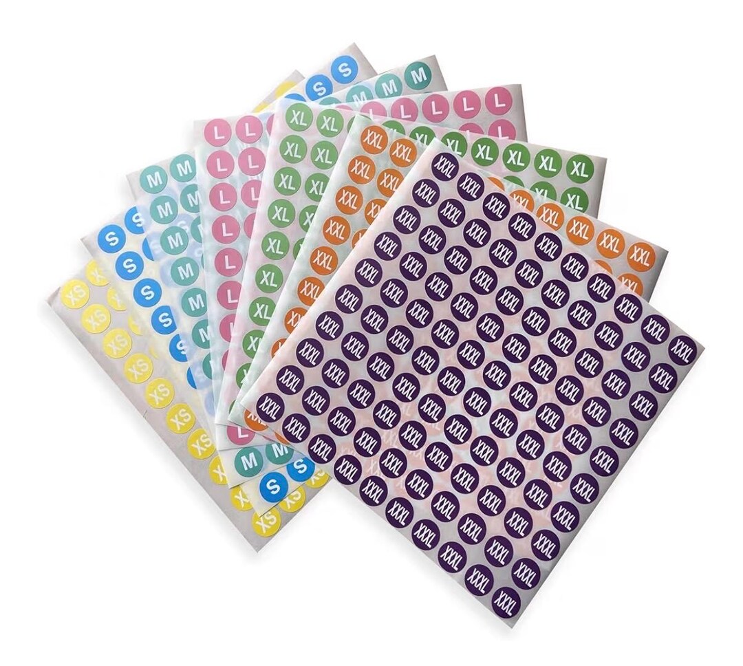 Normal Clothes Sticker 700 Clothing Size Stickers – XS-XXXL Color Coded Apparel Labels - Etsy