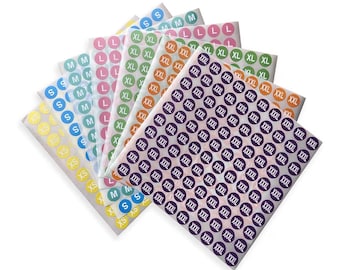 700 Clothing Size Stickers – XS-XXXL Color Coded Apparel Labels