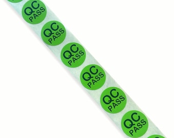 VSafety Adesivi QC Pass Verdi 51x51 Mm - Rotolo Da 250 Etichette Per Controllo Qualità