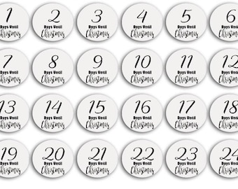24 x white advent stickers shiny Christmas countdown labels only DIY advent calendar