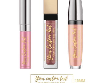 Etiquetas impermeables para bálsamo labial personalizado en dorado brillante transparente, pegatinas cosméticas, embalaje de brillo labial, pequeñas pegatinas para obsequios