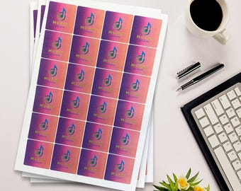 Square 40mm stickers, a4 sheets, personalized stickers, matte finish, logo stickers, printed, packaging, box sealing, custom design