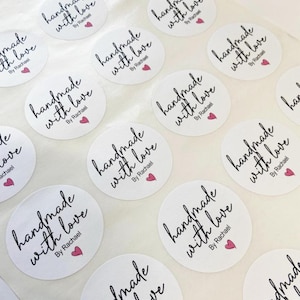 Personalisierter Handmade With Love Aufkleber Kundenspezifische Geschäftsaufkleber, Made with Love Blattaufkleber