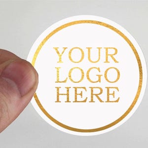 100 x Weiße runde 38 mm, 45 mm 50 mm 60 mm Aufkleber Gold glänzende Folie Logo transparent Etiketten Business Branding Aufkleber