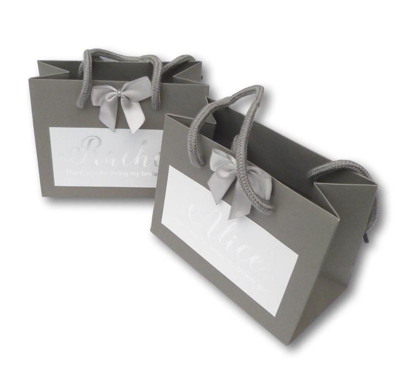 Personalized Silver Foil Gift Bag, Silver Ribbon, Wedding Favor - Etsy