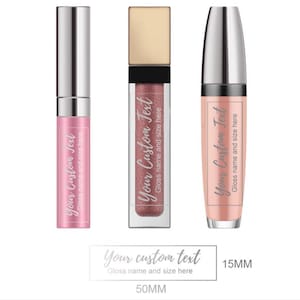 Transparent  shiny silver personalised lip gloss balm waterproof labels, cosmetic stickers Lip gloss packaging, Small favor stickers