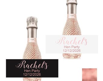 Rose Gold Foil Champagne Bottle Labels, Hen Party Stickers
