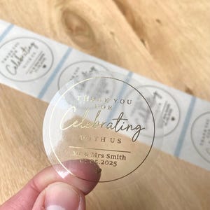 50 adesivi metallici laminati "Grazie per essere venuti", etichette personalizzate per bomboniere, oro, argento, rosa trasparente per addio al nubilato
