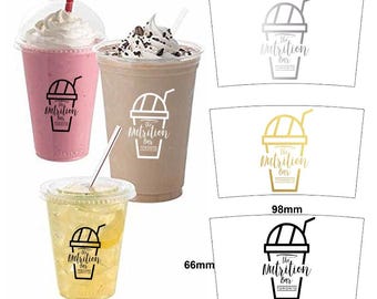 Etiquetas cónicas transparentes personalizadas para vasos, logotipo personalizado (rollo de 1000)