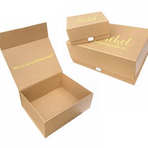 Vuoi essere la mia damigella d'onore? Scatola marrone in carta kraft personalizzata in lamina d'oro, regalo di proposta di matrimonio, scatola fai da te per damigella d'onore