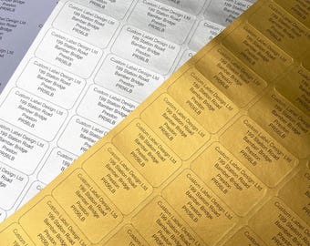 Personalised Printed Custom Address Sticky Labels Stickers Gold Silver White