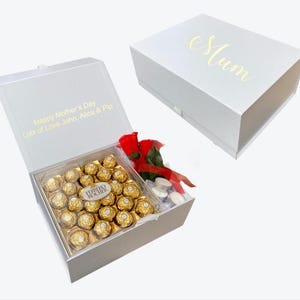 Personalised valentines day Ferrero Rocher box gold foil print gift tealights rose birthday name gift for her