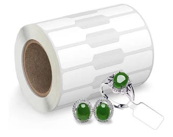 500 PCS Self Adhesive white Blank Jewellery Tags Labels Roll – Price Stickers for Necklace, Earrings, Rings, Bracelets – Write On Jewellery