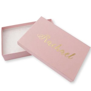 Collar y pulsera personalizados de color rosa, caja de regalo de joyería con papel de aluminio dorado o plateado, regalo de boda, dama de honor, cumpleaños
