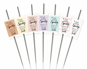 10 Personalised Let Love Sparkle Wedding Sparkler Tags | Wedding Favour Labels | Custom Sparkler Tags | Wedding Send Off