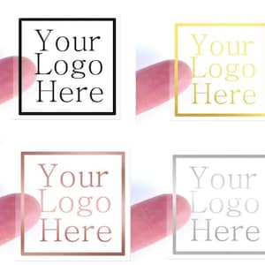 100 x adesivi trasparenti quadrati da 30 mm, 45 mm, 50 mm, 60 mm e 100 mm, etichette trasparenti con logo in lamina lucida, adesivi aziendali, argento, oro, oro rosa