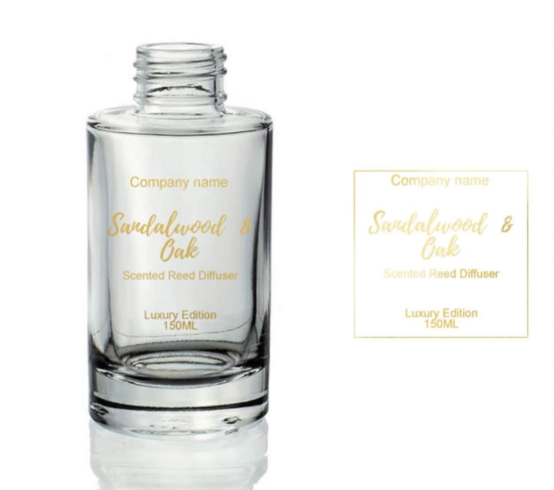 Personalised Clear Reed Diffuser Transparent Labels Metallic Gold ...