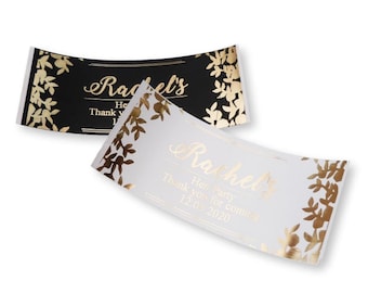 Personalized Gold Foil Champagne Bottle Labels, Bridal Shower Stickers